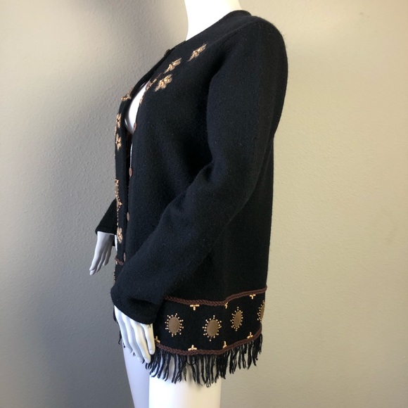 100% Wool Sweater w/ Fringe Small Susan Bristol - Picture 6 of 8